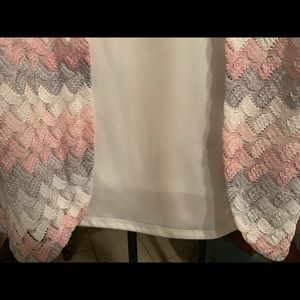 Plus size beautiful pink/ white/ gray blouse